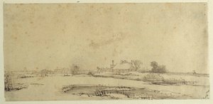 Eau, prairies et une ferme - Rembrandt Harmensz. van Rijn