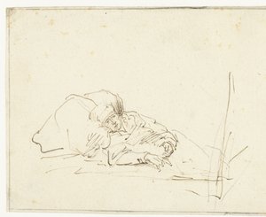 Saskia malade au lit - Rembrandt van Rijn (copy after)