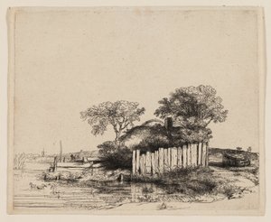 Cottage avec palissade blanche - Rembrandt van Rijn