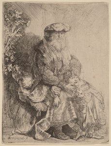 Abraham caressant Isaac - Rembrandt van Rijn