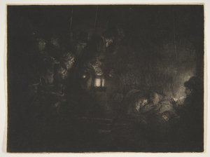 Adoration des bergers : une scène de nuit, vers 1657.
