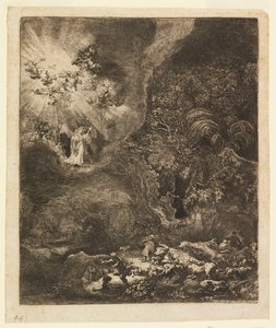 Ange apparaissant aux bergers - Rembrandt van Rijn