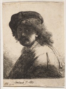 Autoportrait avec un béret et une écharpe - Rembrandt van Rijn