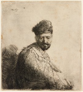 Homme barbu avec un bonnet oriental en fourrure : le père de l