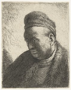 Homme sans barbe en manteau de fourrure et bonnet : buste