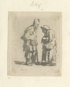 Mendiant et mendiante en conversation