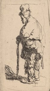 Mendiant appuyé sur un bâton, face à gauche, vers 1630