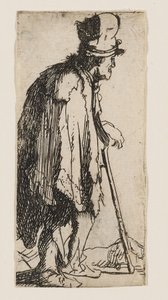 Mendiant à la main estropiée, appuyé sur un bâton - Rembrandt van Rijn