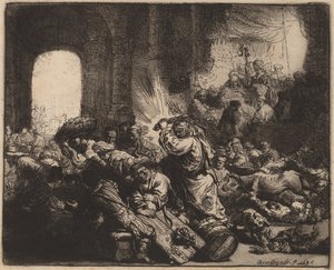 Le Christ chassant les marchands du temple - Rembrandt van Rijn