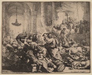 Le Christ chassant les changeurs du Temple - Rembrandt van Rijn