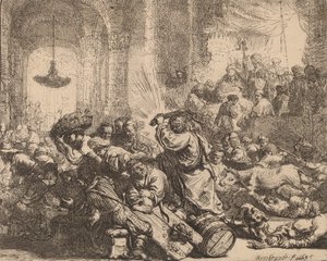 Christ chassant les marchands du Temple - Rembrandt van Rijn