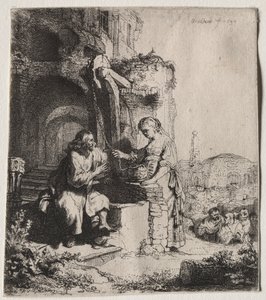 Le Christ et la femme de Samarie parmi les ruines - Rembrandt van Rijn