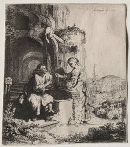 Le Christ et la femme de Samarie parmi les ruines, 1634 - Rembrandt van Rijn
