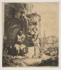 Le Christ et la femme de Samarie parmi les ruines - Rembrandt van Rijn