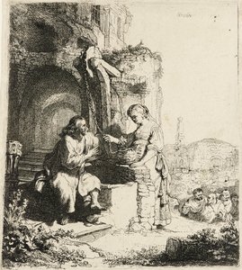 Le Christ et la Femme de Samarie parmi les Ruines [Jean 4:5-20], 1634 - Rembrandt van Rijn
