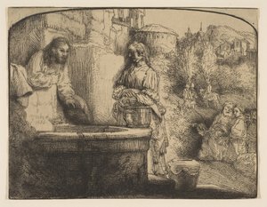 Le Christ et la femme de Samarie : une gravure en arc, 1658 - Rembrandt van Rijn
