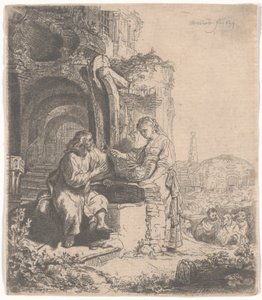 Le Christ et la femme de Samarie parmi les ruines, 1634 - Rembrandt van Rijn