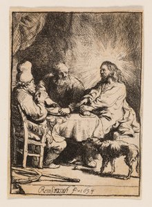 Le Christ à Emmaüs : La Petite Planche - Rembrandt van Rijn