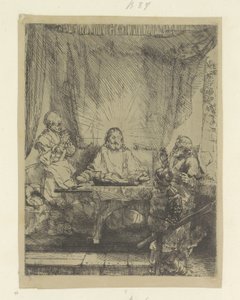 Le Christ à Emmaüs : grande plaque - Rembrandt van Rijn