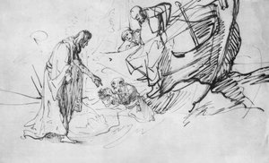 Christ marchant sur la mer - Rembrandt van Rijn