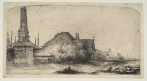 Cottage et borne sur le Spaarndammerdijk, vers 1650 - Rembrandt van Rijn