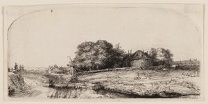 Cottages et une Grange à Foin sur le Diemerdijk avec un Troupeau de Moutons