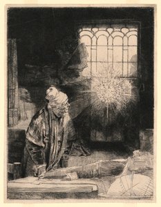 Faust dans son étude, regardant un disque magique - Rembrandt van Rijn