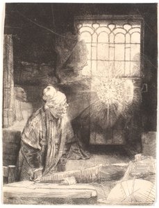Faust dans son étude, regardant un disque magique (Dr. Faustus) - Rembrandt van Rijn