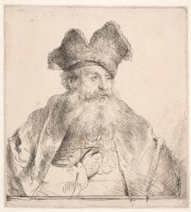 Vieil homme avec un bonnet de fourrure - Rembrandt van Rijn