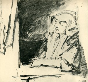 Fille endormie à une fenêtre