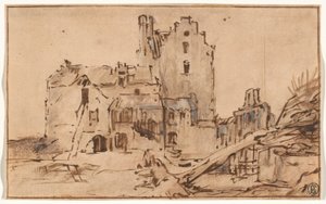 Le château de Kostverloren en décrépitude - Rembrandt van Rijn