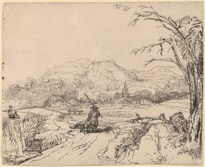 Paysage avec chasseur et chien
