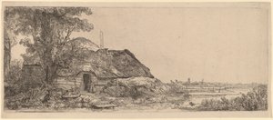 Paysage avec un cottage et un grand arbre