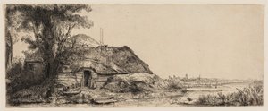 Paysage avec un cottage et un grand arbre