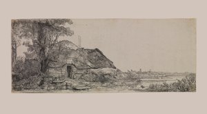 Paysage avec un cottage et un grand arbre