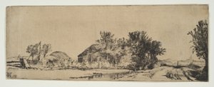 Paysage avec une ferme le long d