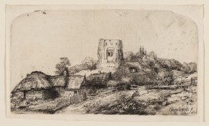 Paysage avec une tour carrée