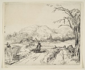Paysage avec un berger et un chien, vers 1653 - Rembrandt van Rijn