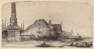 Paysage avec un obélisque, vers 1650