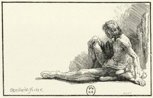 Nu masculin, assis par terre