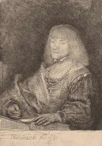 Homme à un bureau portant une croix et une chaîne, 1641 - Rembrandt van Rijn