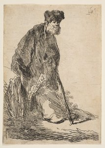 Homme en manteau et bonnet de fourrure appuyé contre une berge, vers 1630