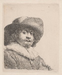 Homme avec un chapeau à larges bords et une fraise
