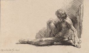 Homme nu assis par terre avec une jambe étendue, 1646