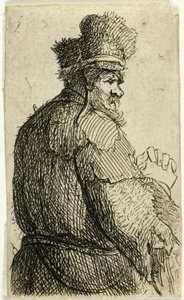 Vieil homme vu de dos, profil droit : demi-figure - Rembrandt van Rijn