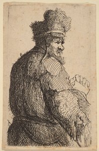 Un vieil homme vu de dos, de profil vers la droite - Rembrandt van Rijn