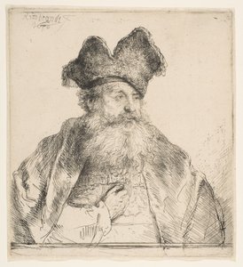 Vieil homme avec bonnet de fourrure divisé