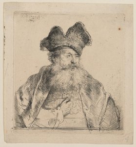 Un vieil homme avec un bonnet de fourrure fendu - Rembrandt van Rijn