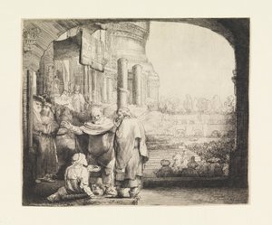 Pierre et Jean guérissant le paralytique à la porte du temple - Rembrandt van Rijn