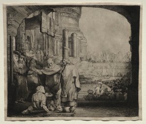 Pierre et Jean guérissant le paralytique à la porte du Temple - Rembrandt van Rijn